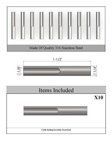 Angle Stud Cable Anchor for 1/8” and 3/16” Cable (pack of 10)