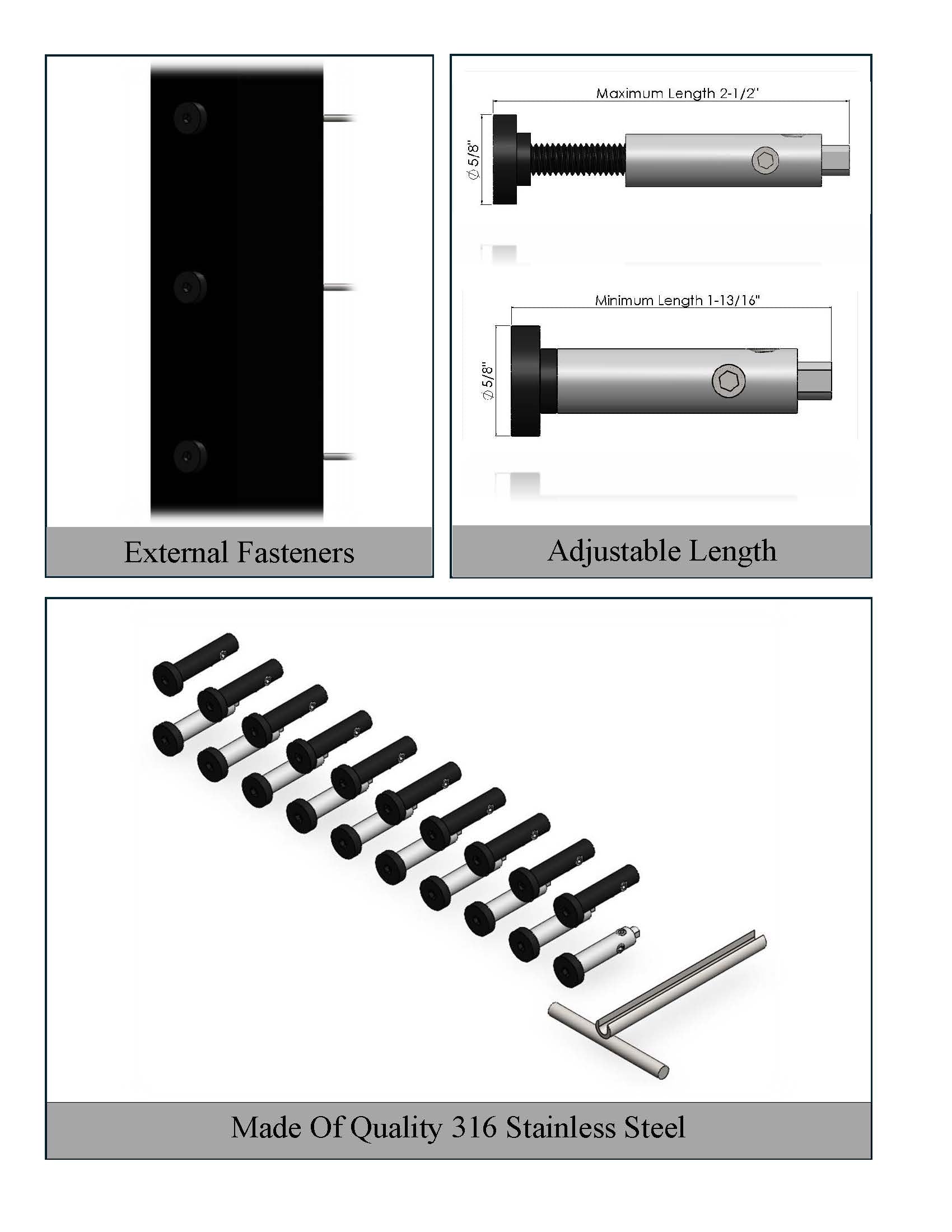 Invisible Swageless Cable Railing Tensioner (pack of 10)
